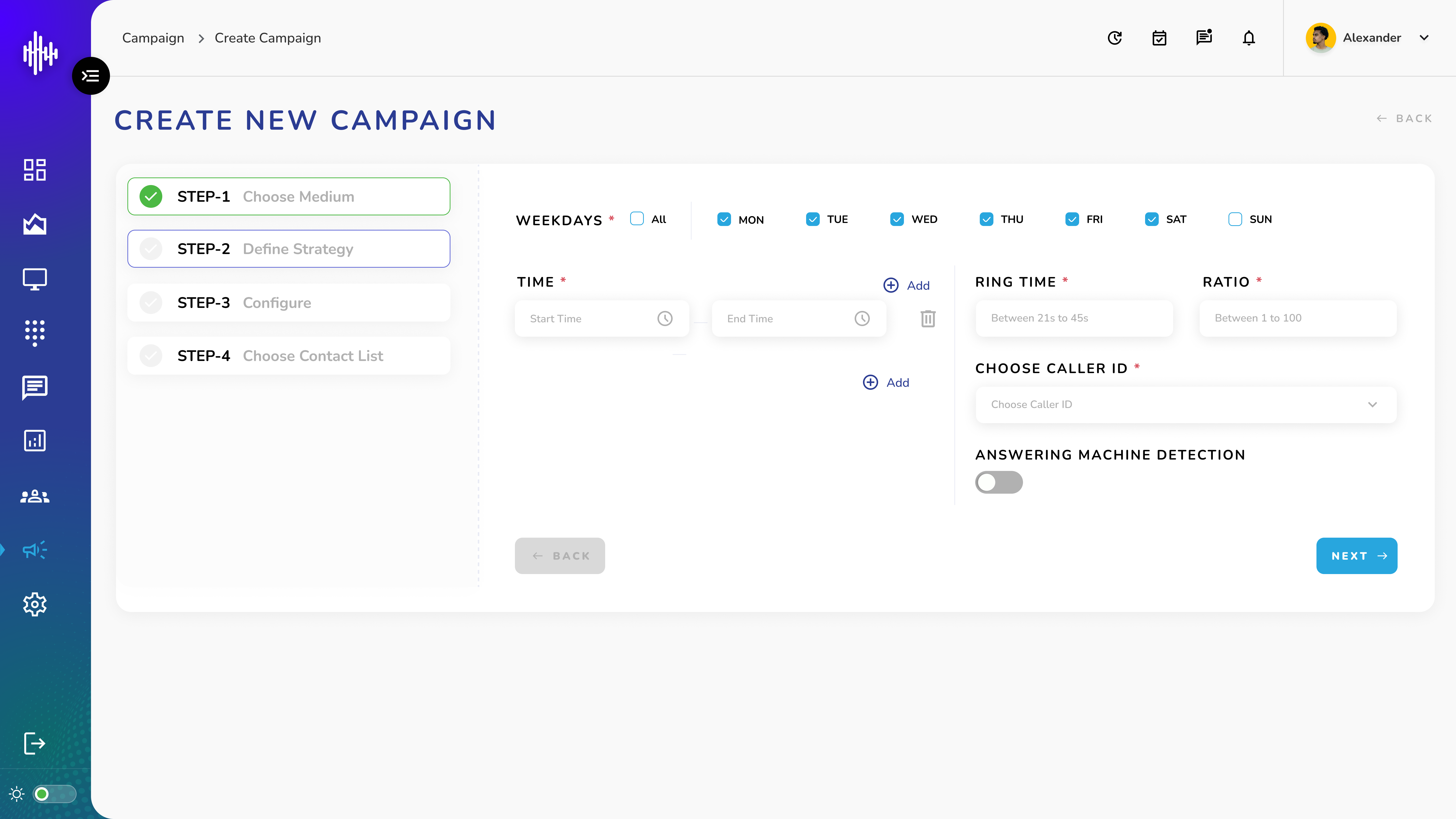 Campaign - Voice - Step 2: Define Strategy-For Auto / Broadcast